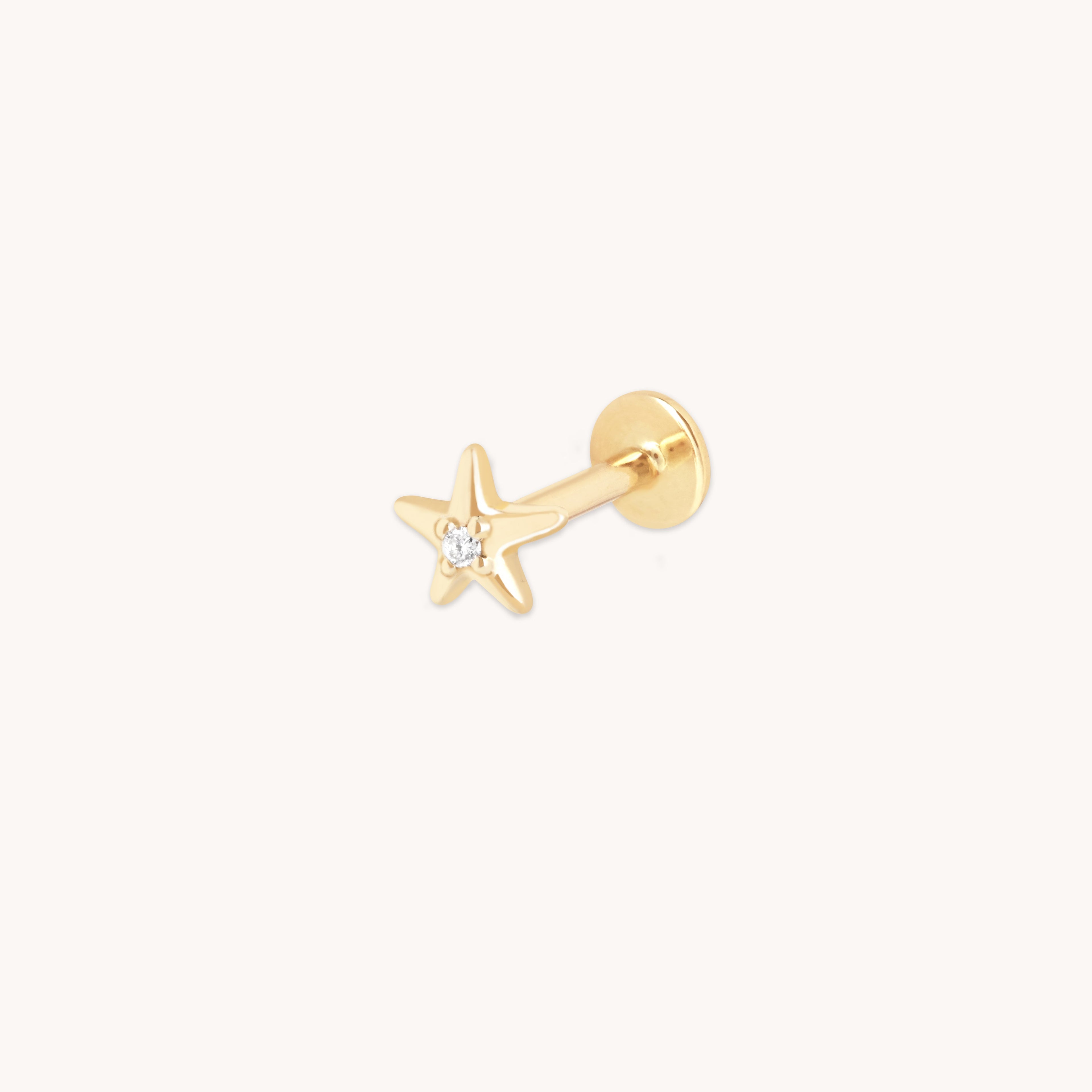 Diamond Star Piercing Stud in Solid Gold