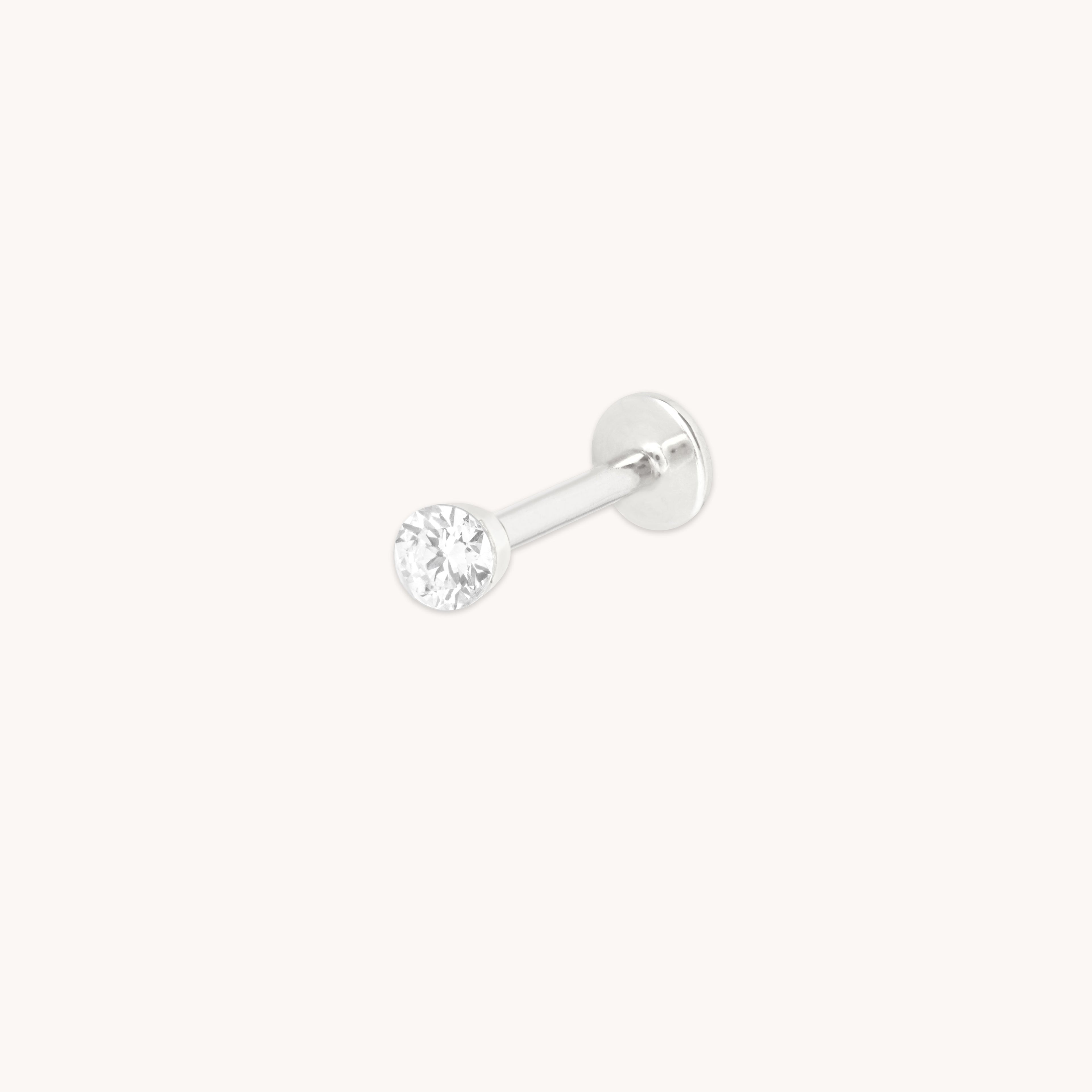 Floating Diamond Large Piercing Stud in Solid White Gold