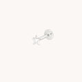 Star Small Piercing Stud in Solid White Gold