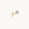 Lightning Bolt Titanium Piercing Stud in Gold