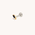 Black Crystal Double Marquise Titanium Piercing Stud in Gold