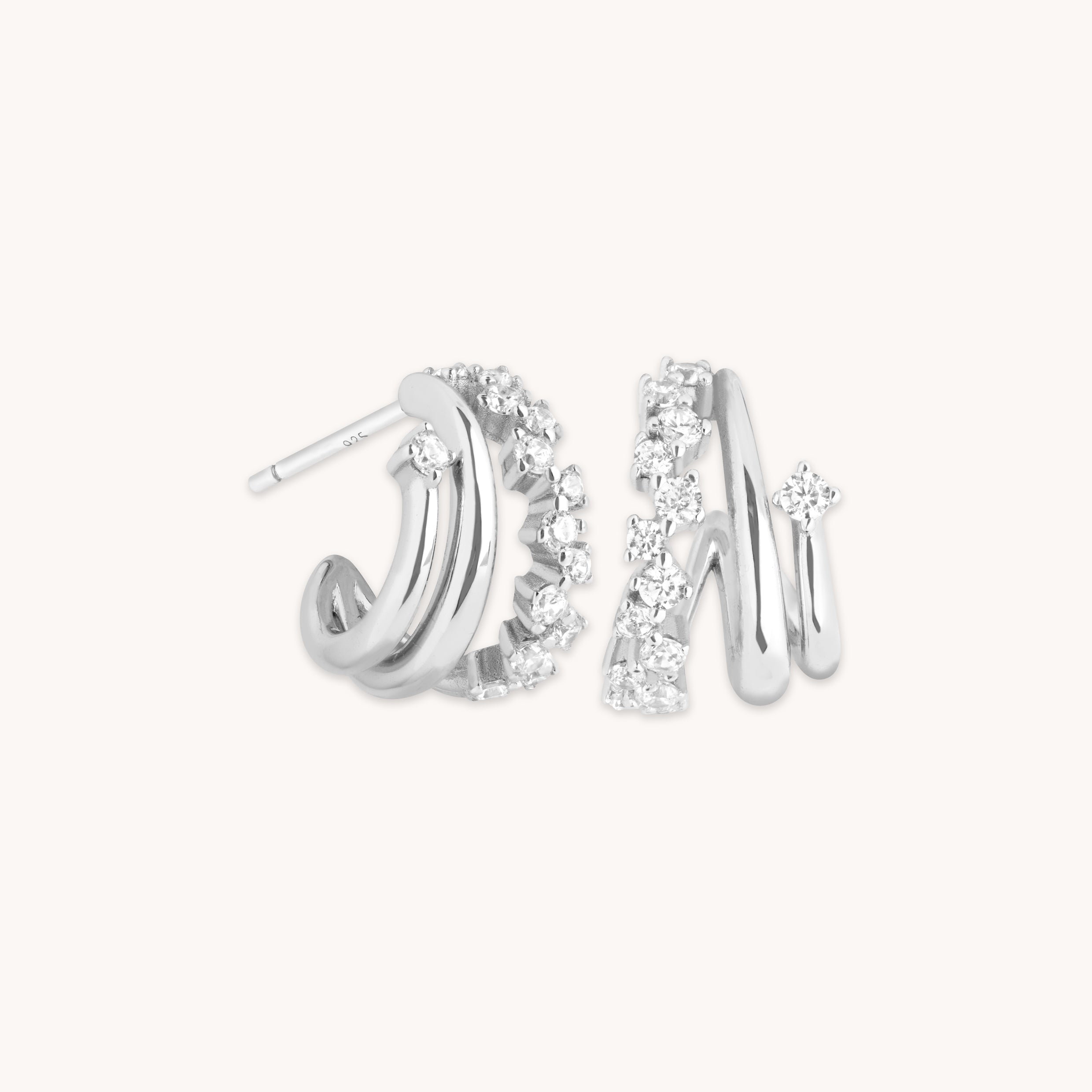 Illusion Spiral Huggies in Silver