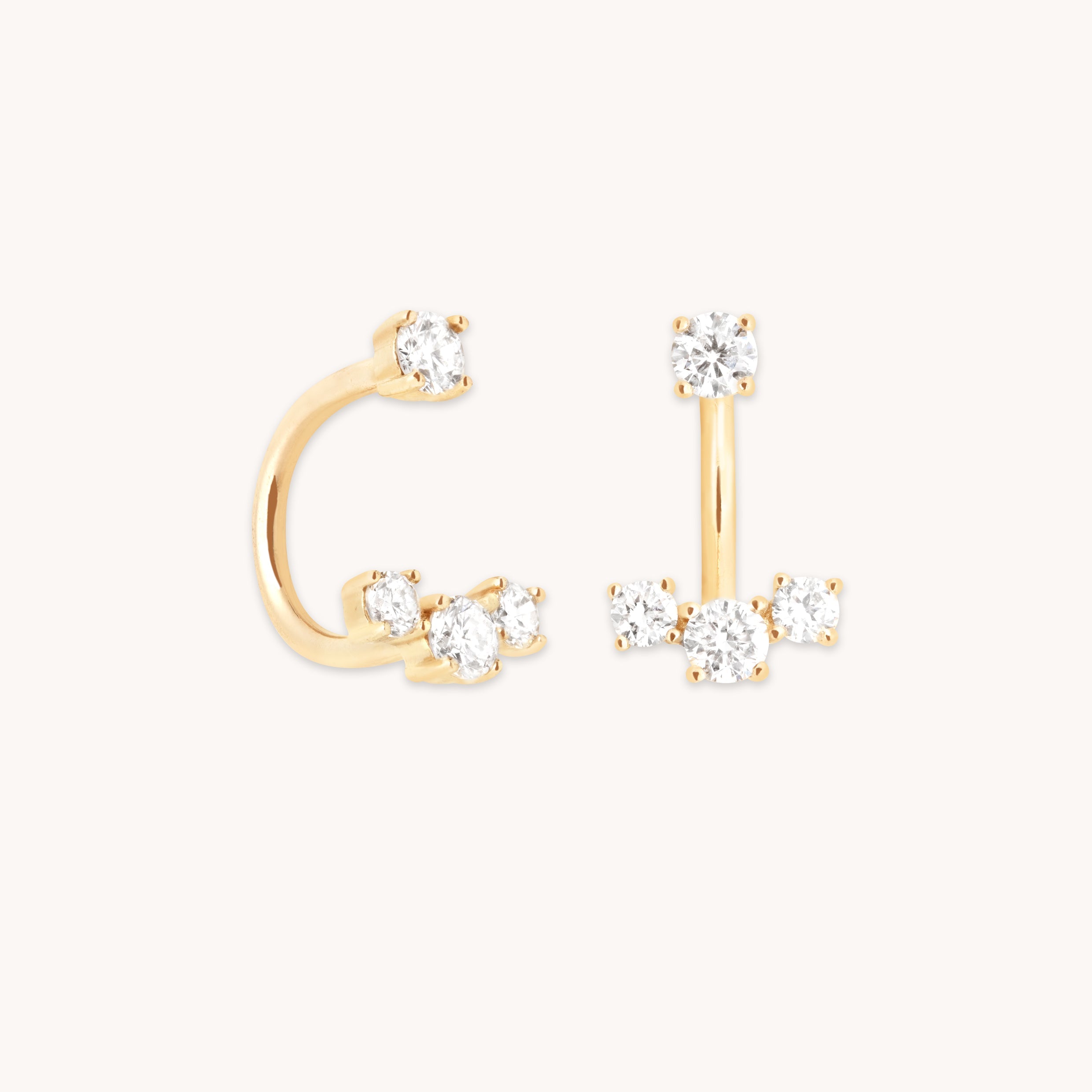 Diamond Trio Ear Jacket in Solid Gold