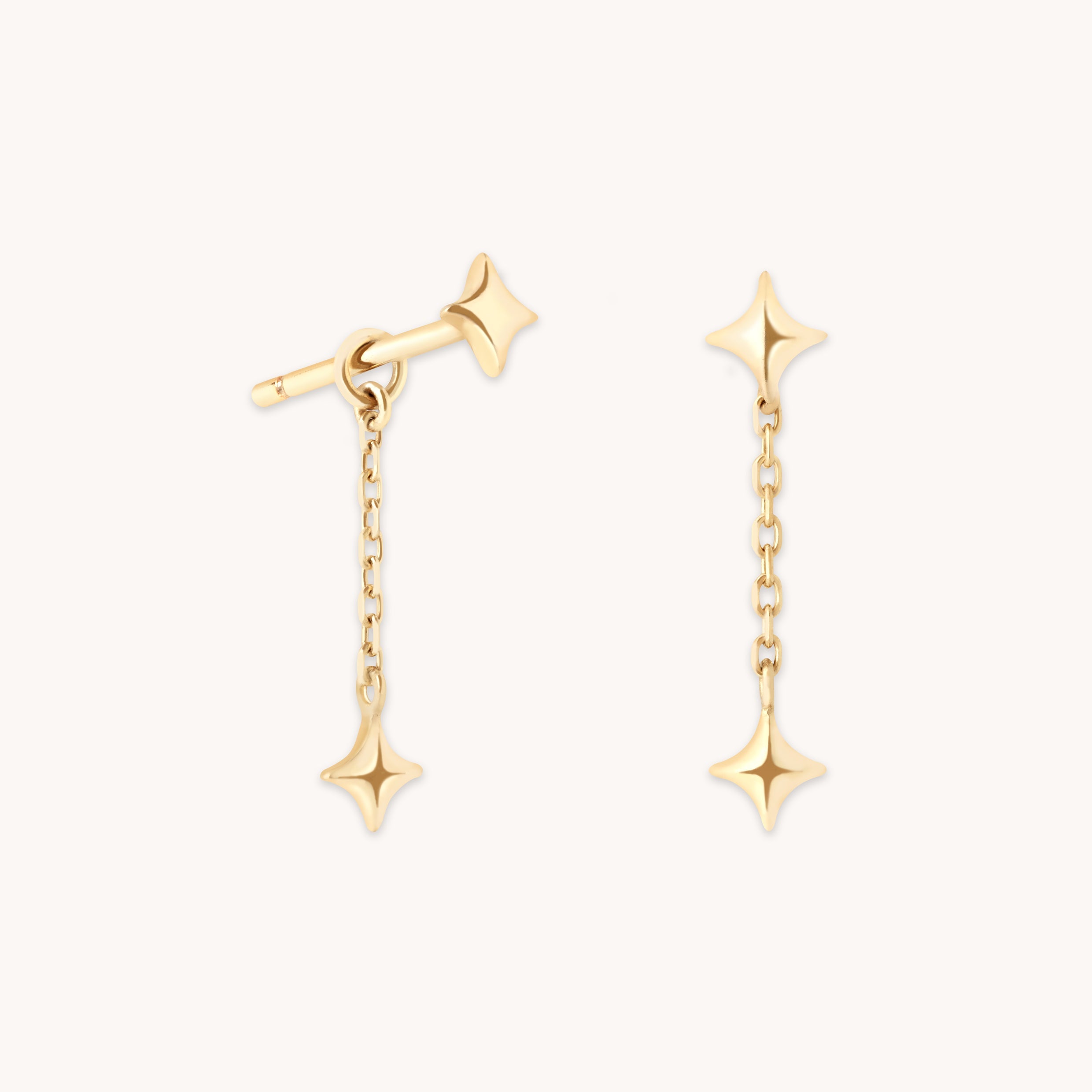 Cosmic Star Chain Studs in Solid Gold
