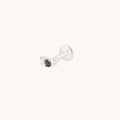 Smokey Quartz Cluster Piercing Stud in Solid White Gold