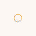 Square Crystal Trio Titanium Daith Hoop in Gold