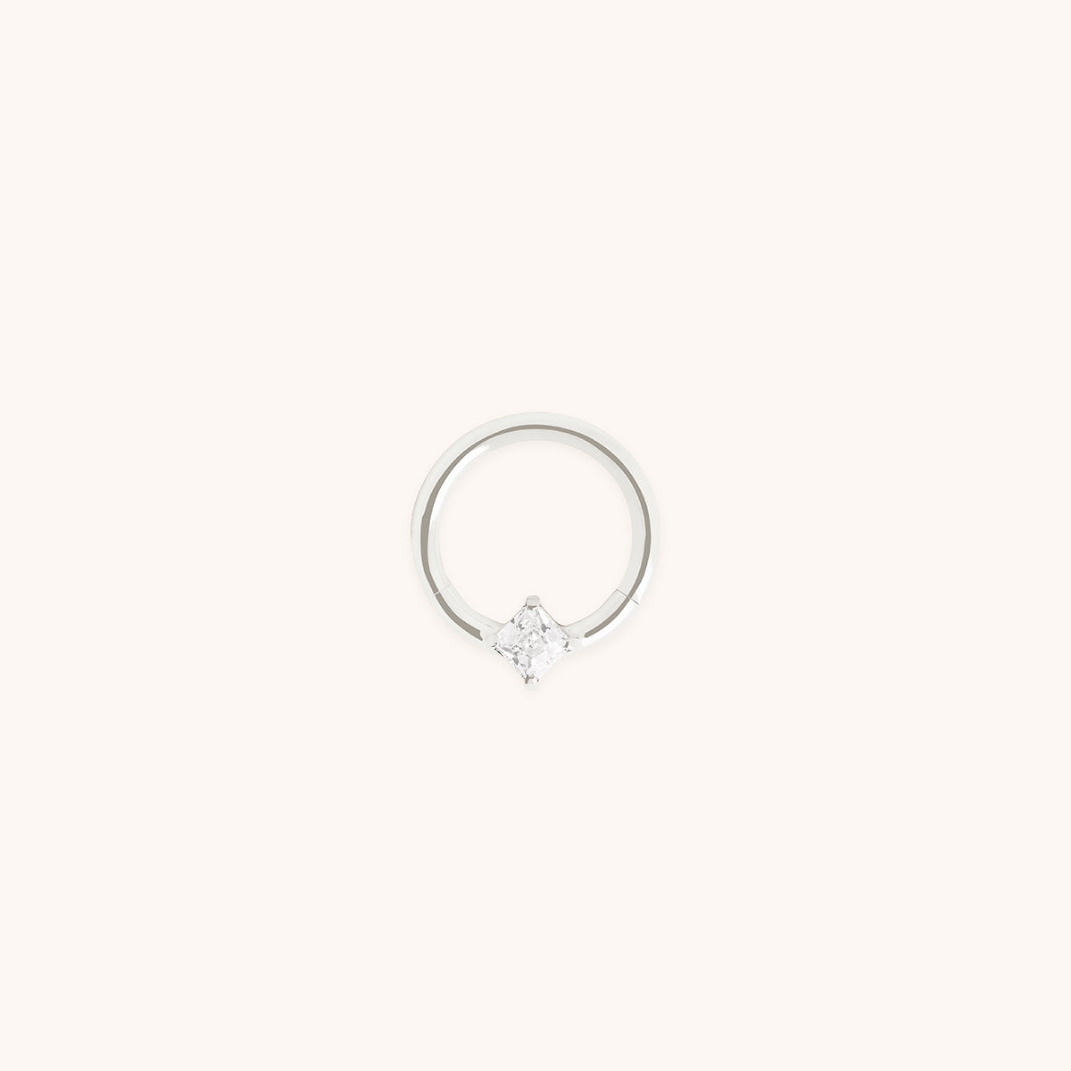 Square Crystal Titanium Daith Hoop in Platinum