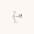 Curved Square Crystal Titanium Piercing Stud in Platinum