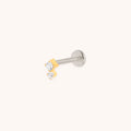 Square Crystal Double Titanium Piercing Stud in Gold