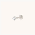 Square Crystal Titanium Piercing Stud in Platinum