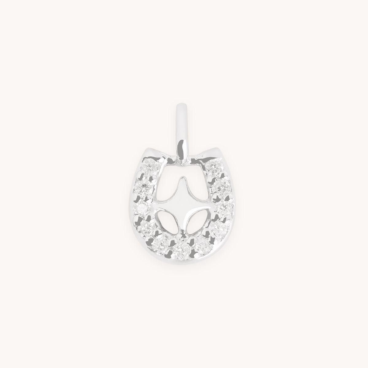 Diamond Pavé Horseshoe Charm 9k White Gold
