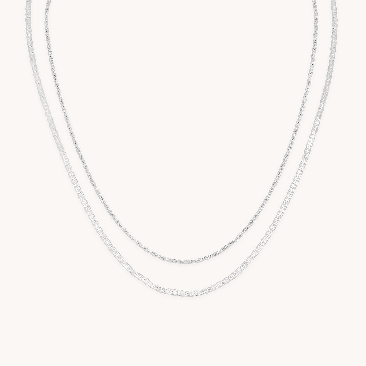 Illusion Double Chain Necklace in Silver
