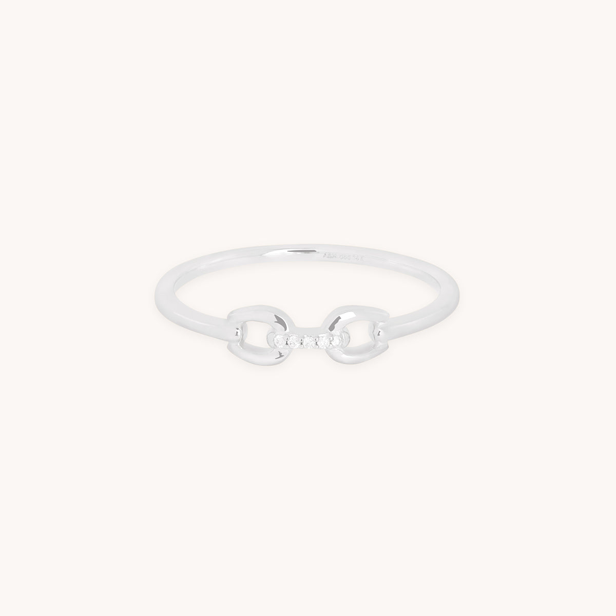 Diamond Hardware Ring in Solid White Gold