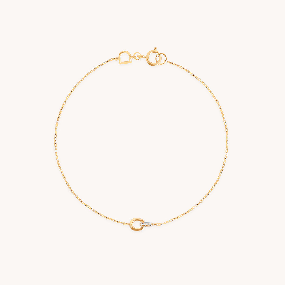 Diamond Hardware Pendant Bracelet in Solid Gold