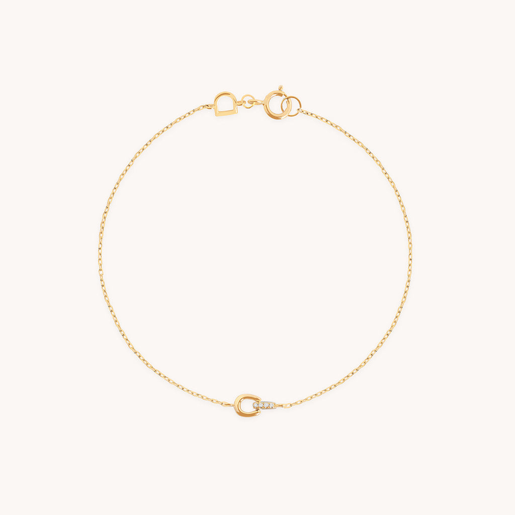 Diamond Hardware Pendant Bracelet in Solid Gold