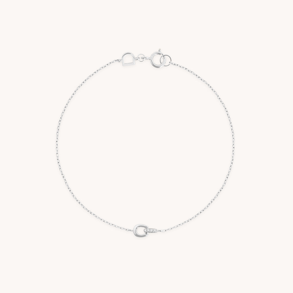 Diamond Hardware Pendant Bracelet in Solid White Gold