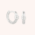 Pavé Knot Huggies in Silver