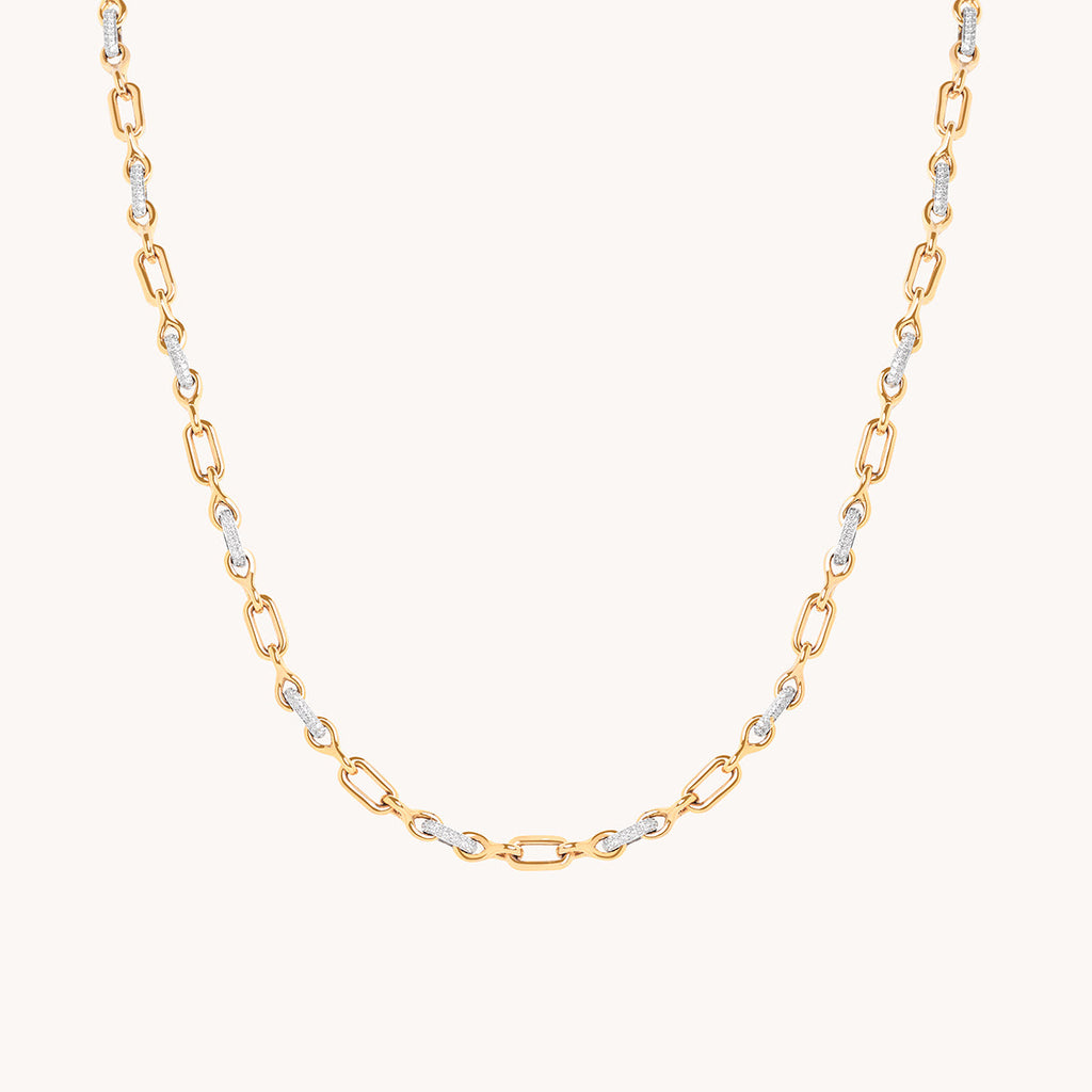 Pavé Chain Link Necklace in Gold