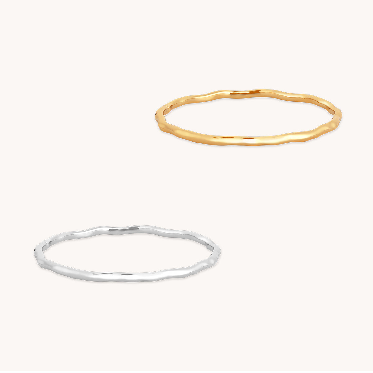 Molten Bangle Stacking Set in Mixed Metal