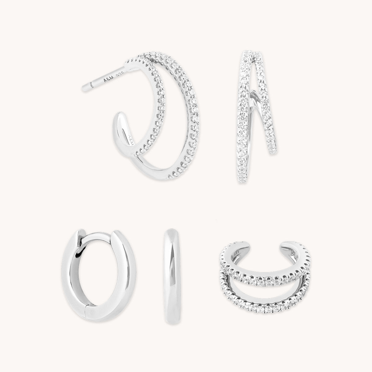 Illusion Hoops  Stacking Set in Silver