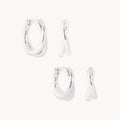 Crossover Illusion Hoops Stacking Set in Silver