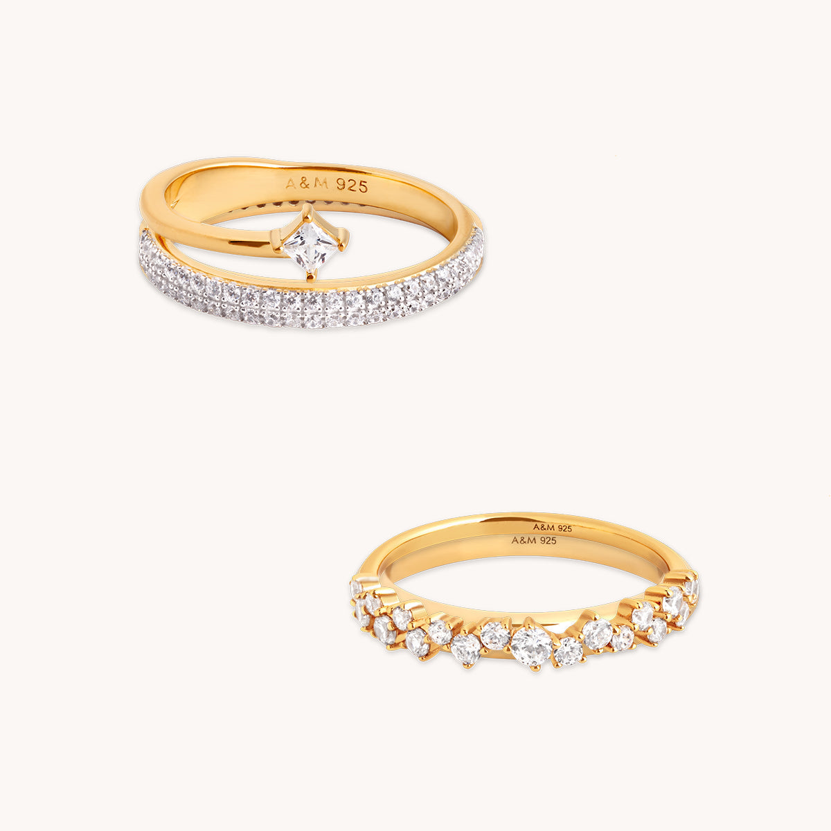 Celestial Illusion Ring Stacking Set in Gold