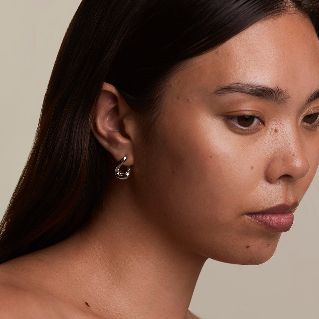 Molten Hoops in Silver