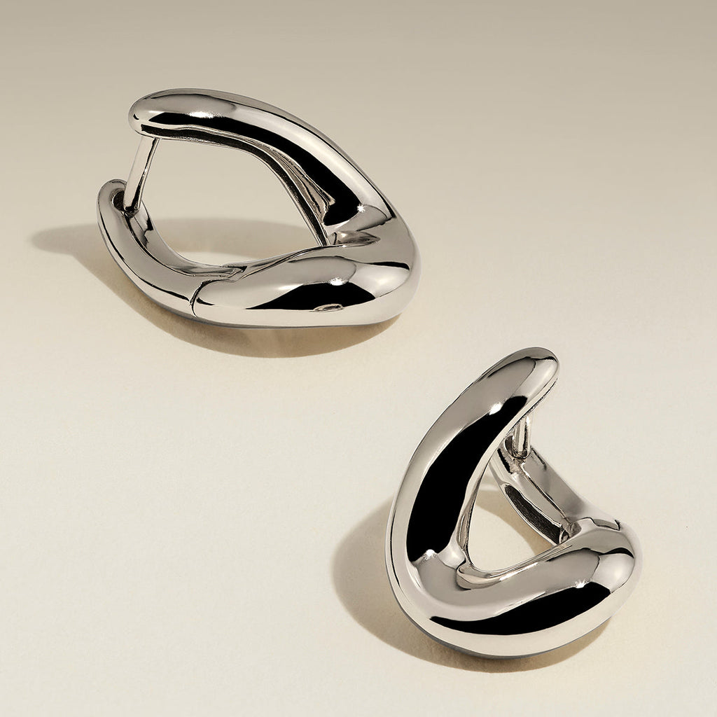 Molten Hoops in Silver