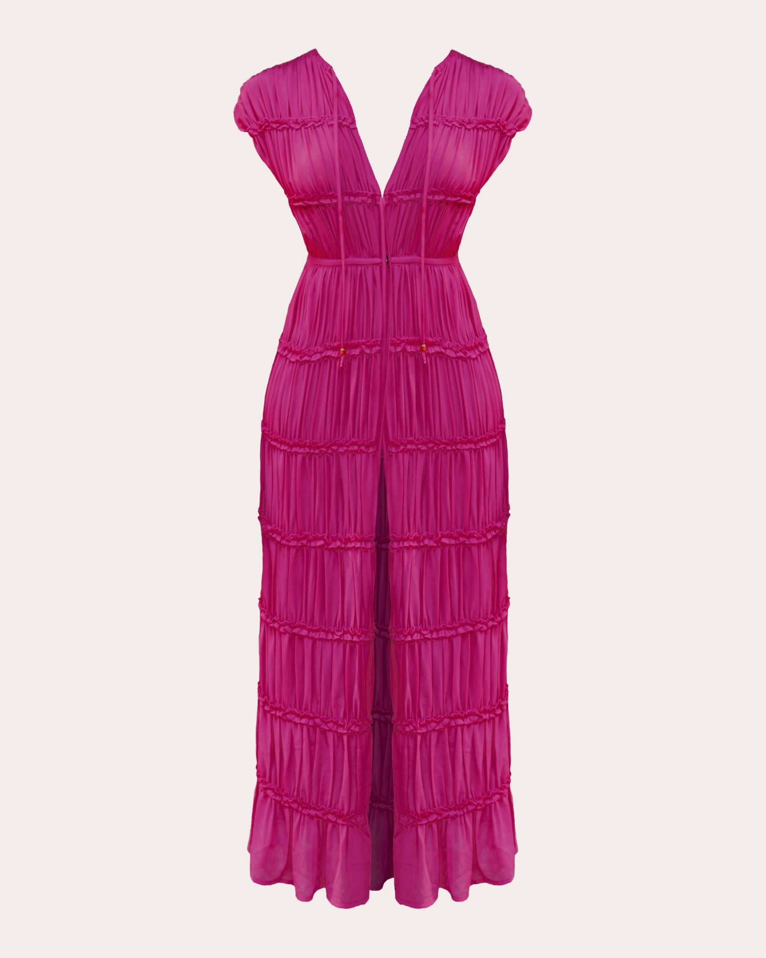 Sina Ruched Chiffon Open-Front Tunic