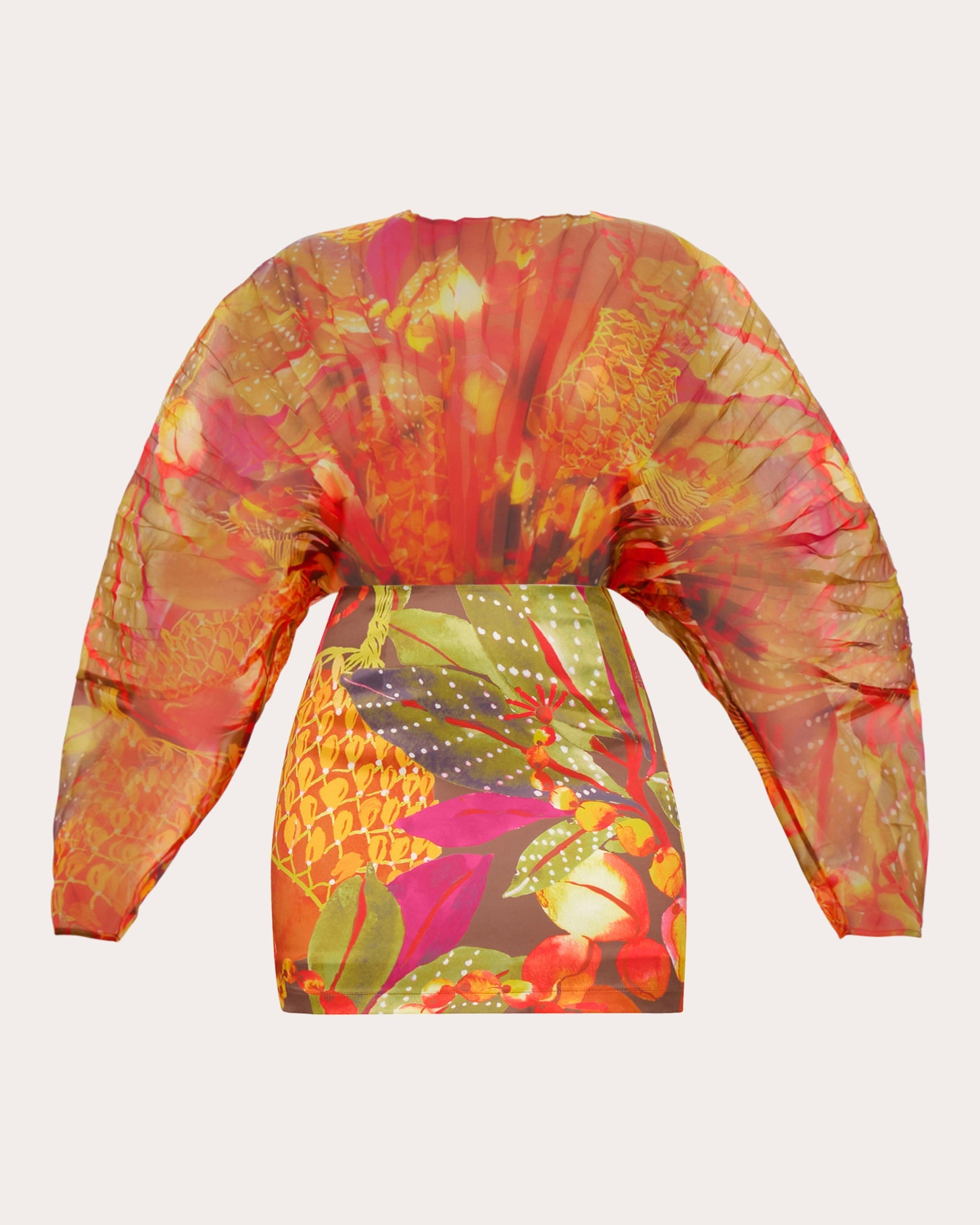 Odi Printed Organza and Satin Mini Dress