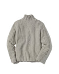 Fisherman Cable Turtleneck - Light Gray