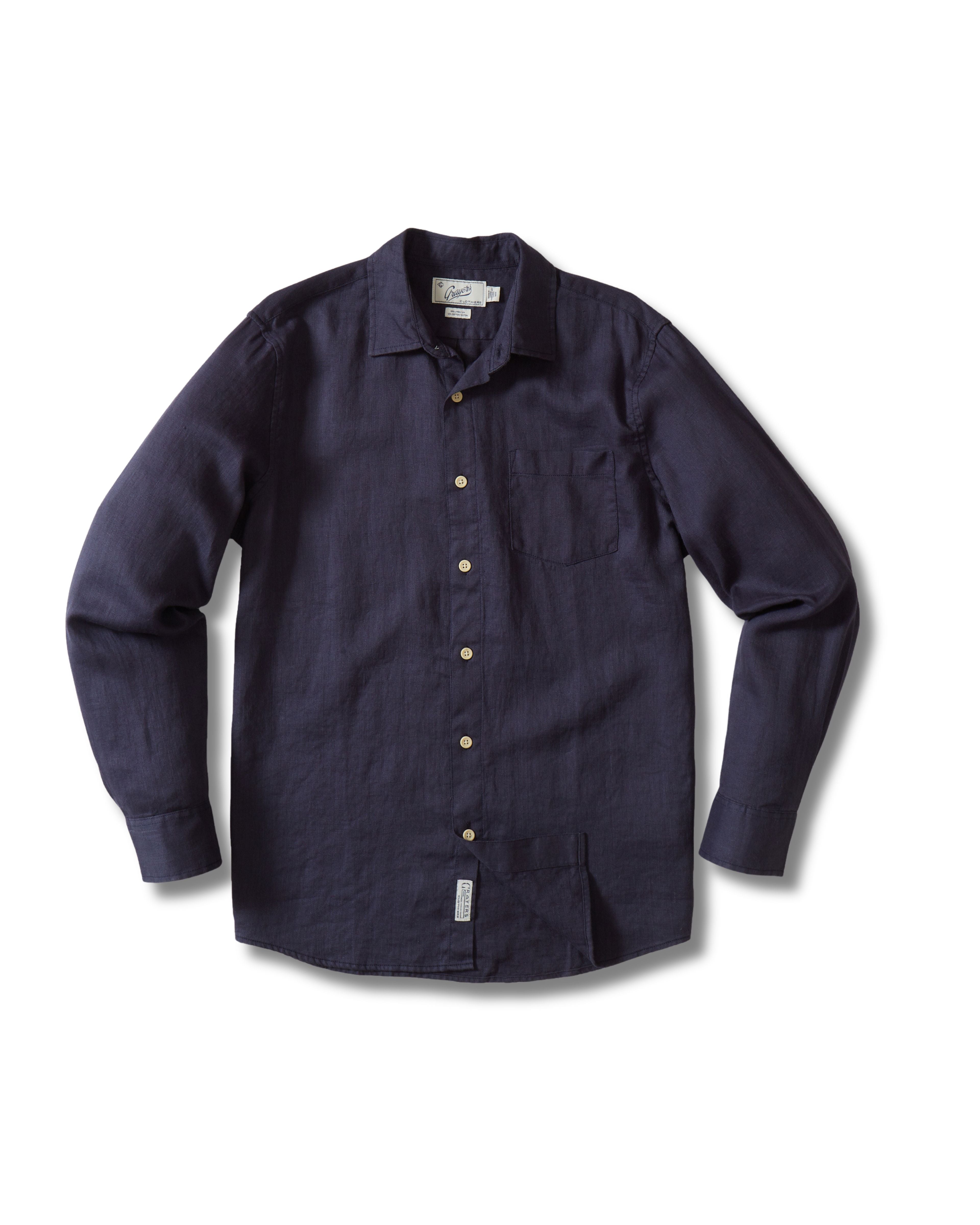 Amalfi Textured Linen Cotton Shirt - Blue Steel