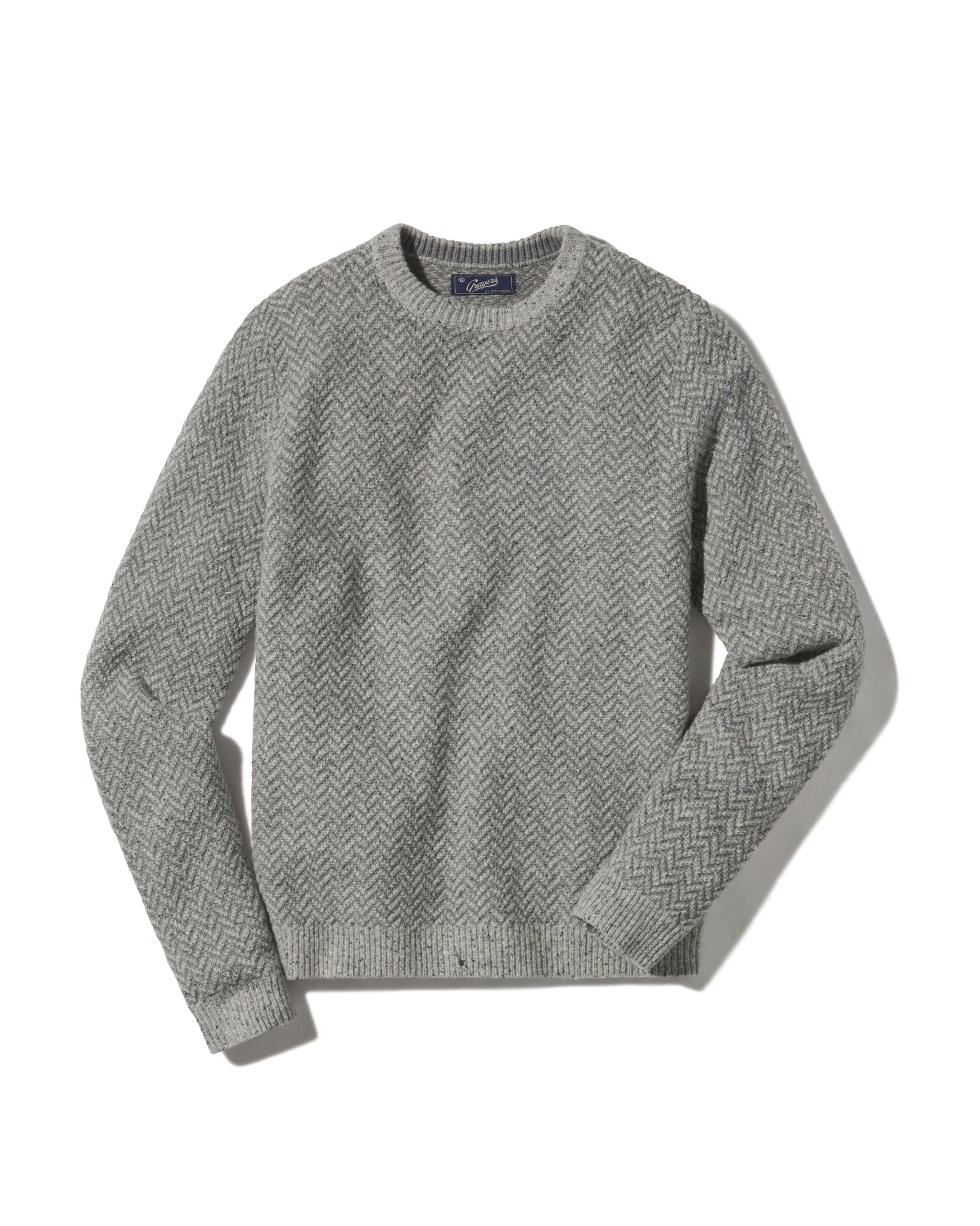 Zermatt Herringbone Crew - Gray Herringbone
