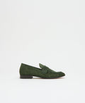 Ruched Loafer - Moss Croc Suede