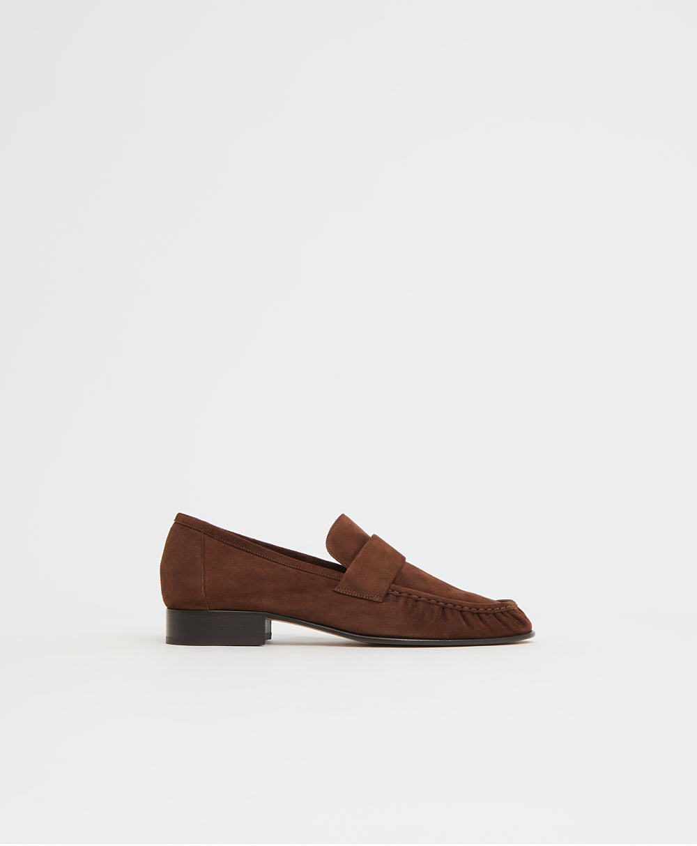 Ruched Loafer - Espresso Suede