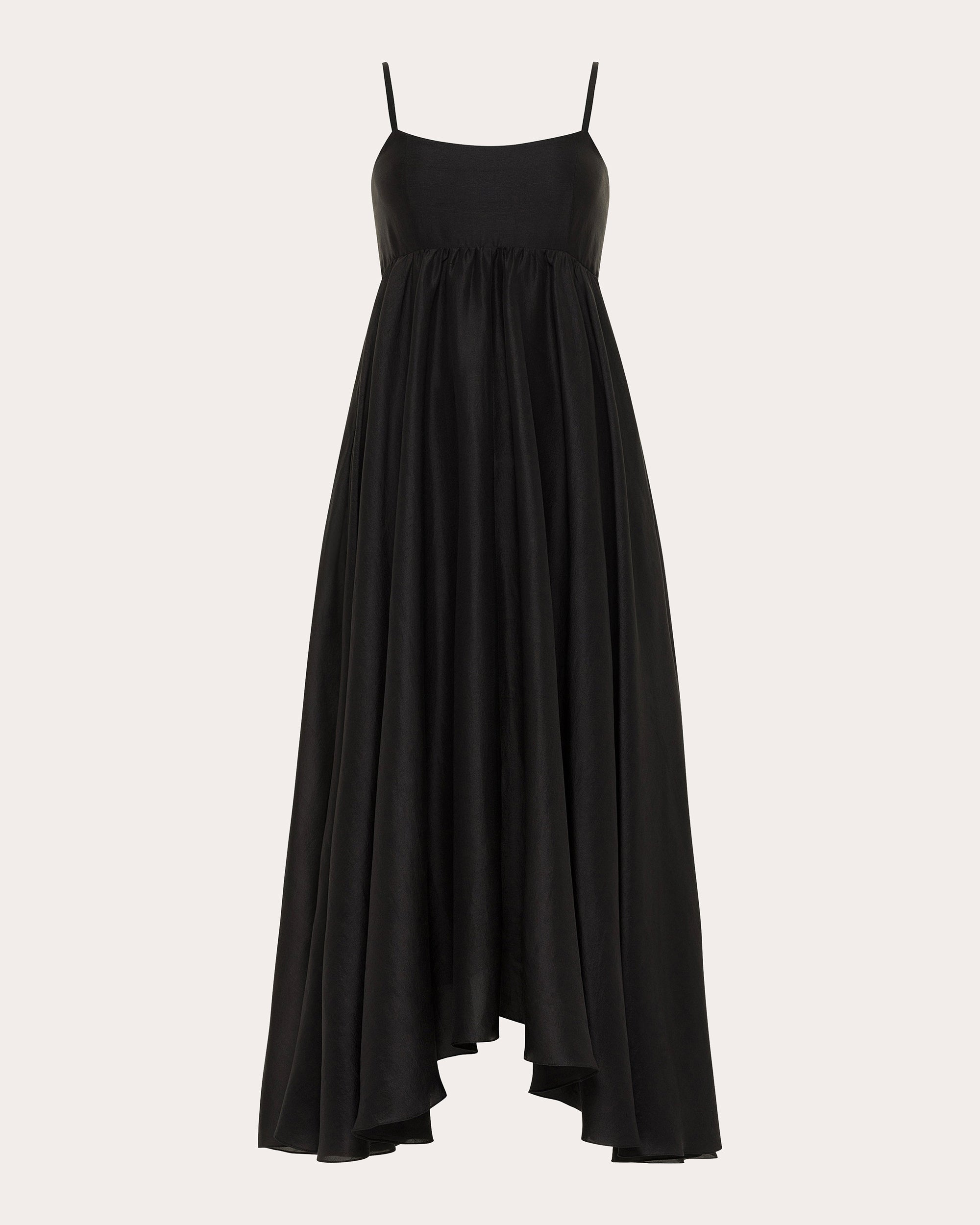 Rachel Gathered-Waist Silk Midi Dress