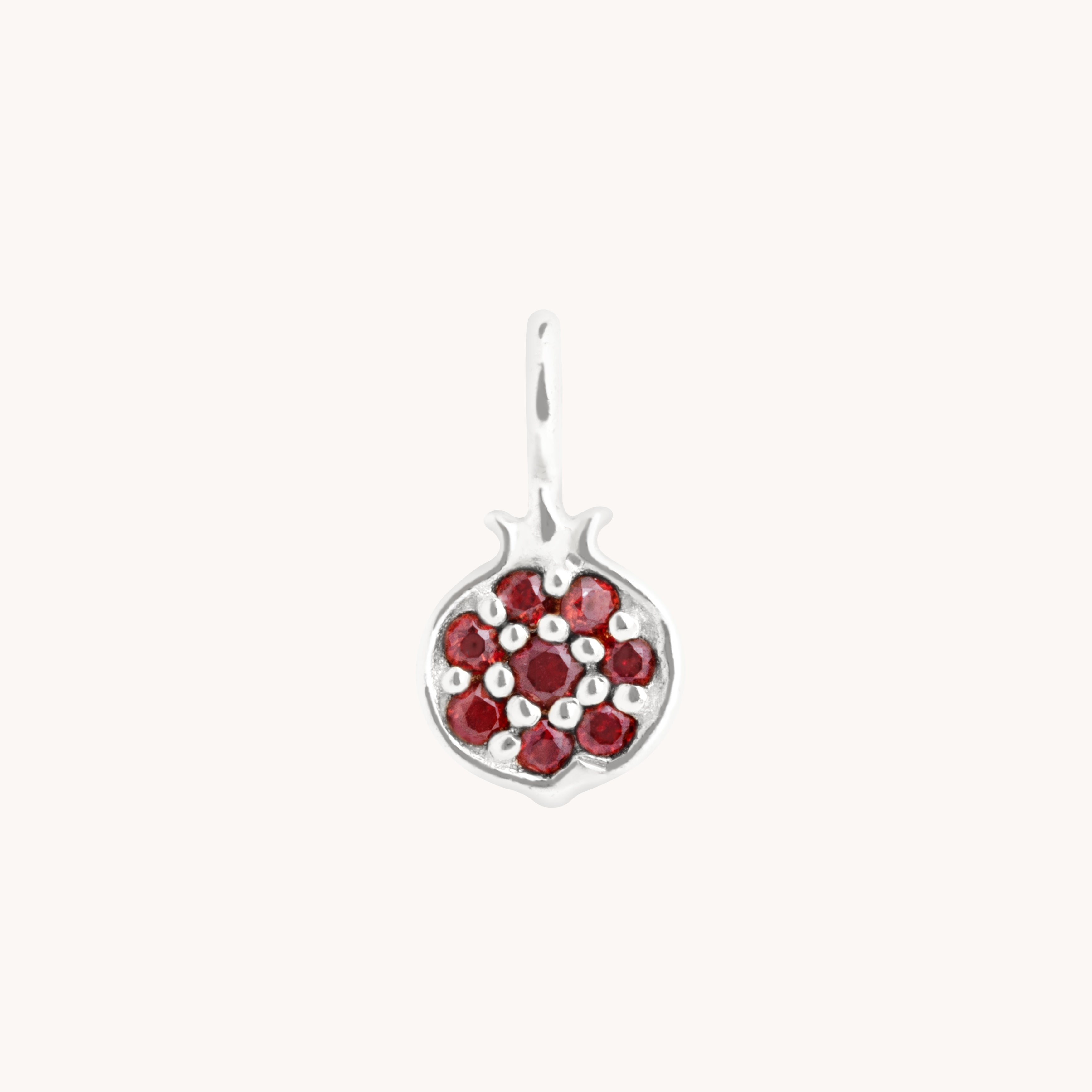Pomegranate Charm 9k White Gold