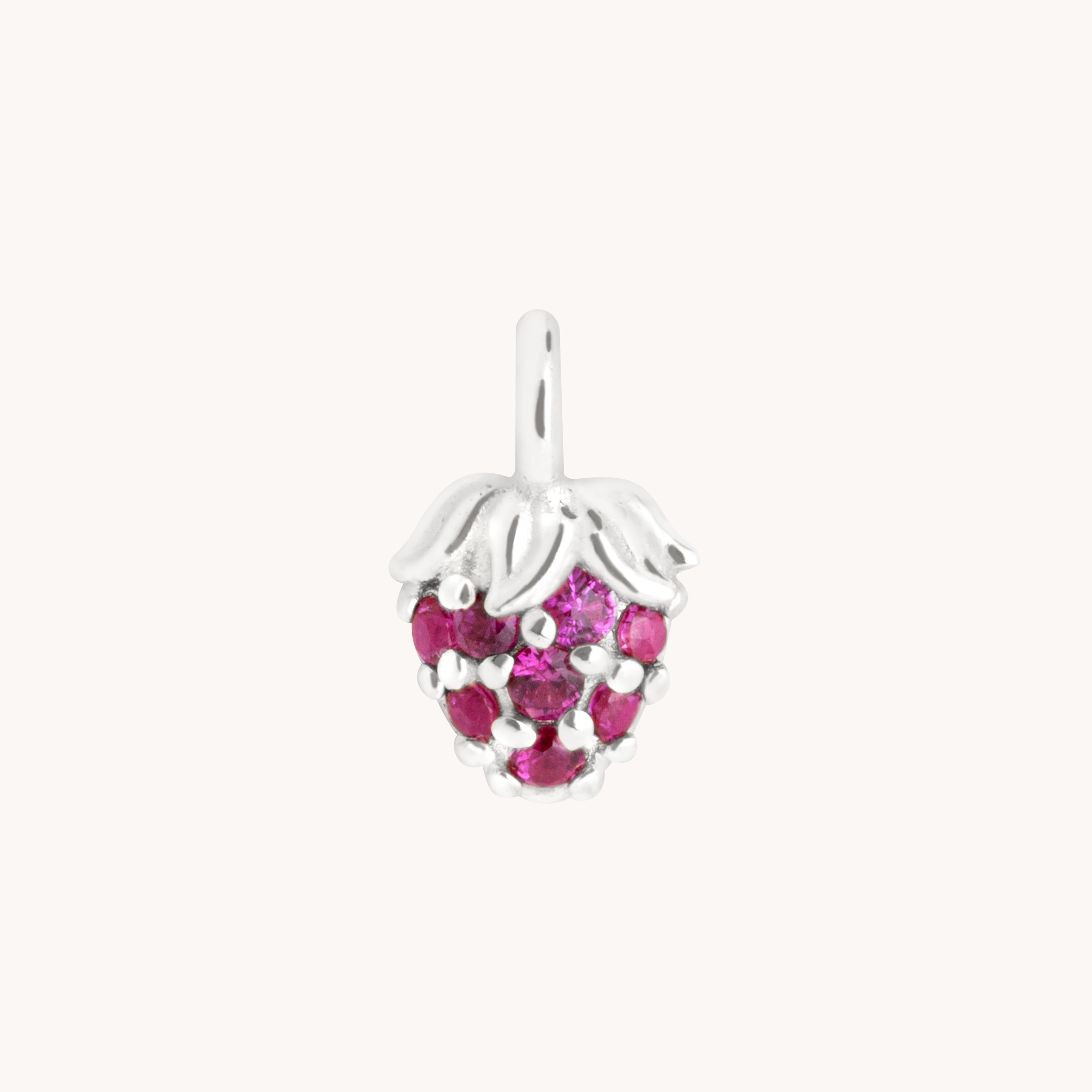 Strawberry Charm 9k White Gold