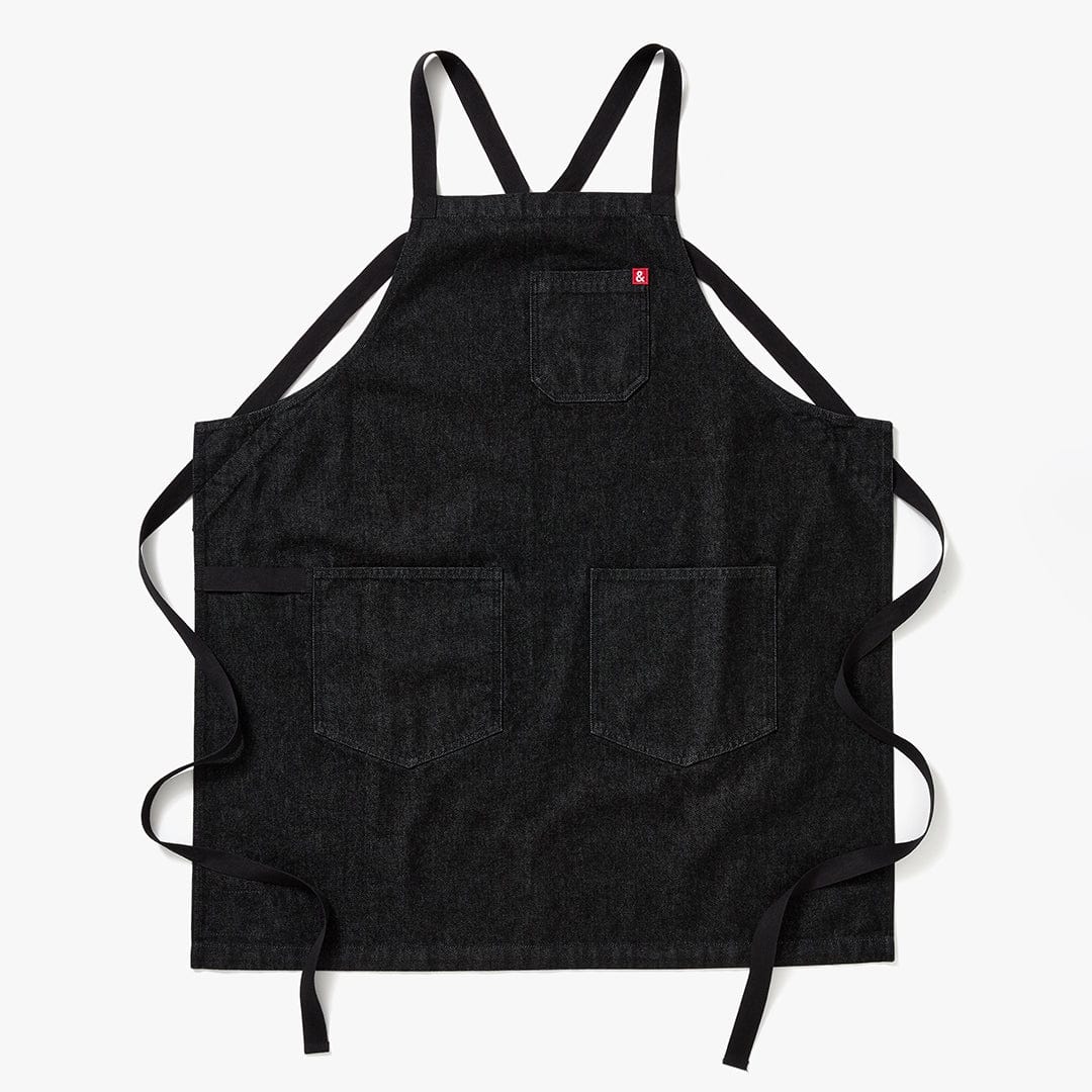 Abalone Black Denim Crossback Apron