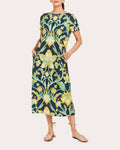 Adria Reversible Floral Crepe Column Midi Dress