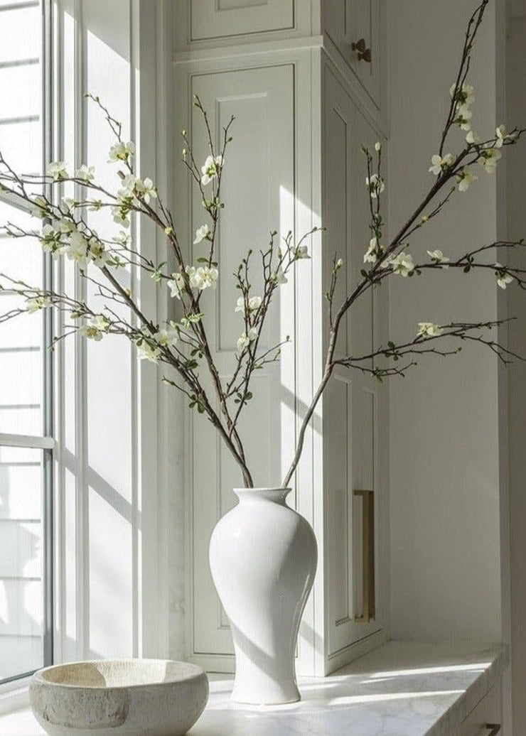 Premium Artificial Flowers  - Cream Artificial Blossom Branch - 57"
