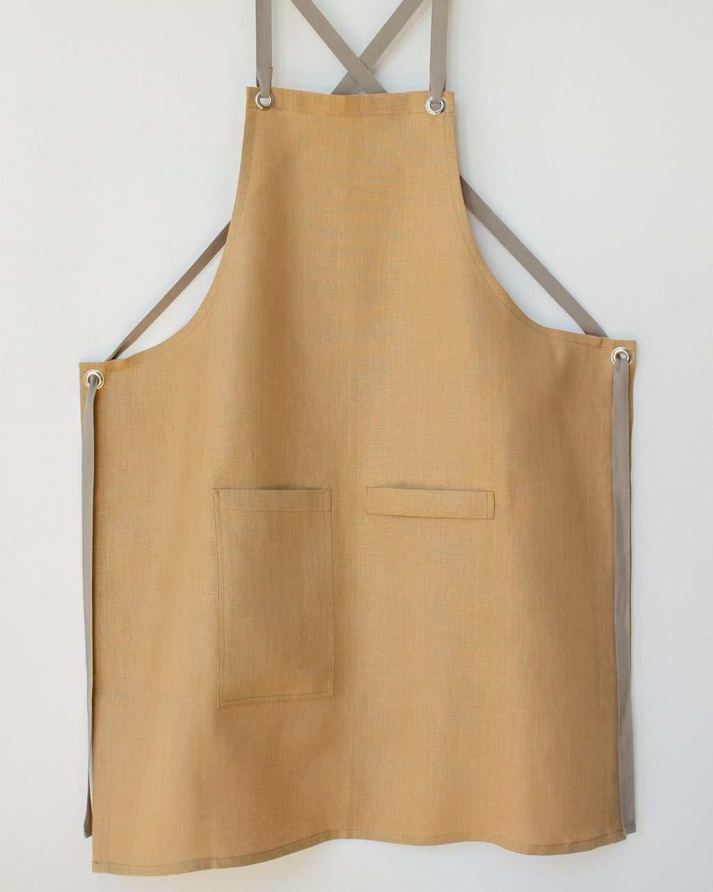 Crossback Linen Apron - Wheat