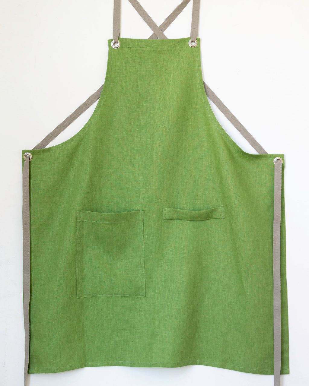 Crossback Linen Apron - Basil