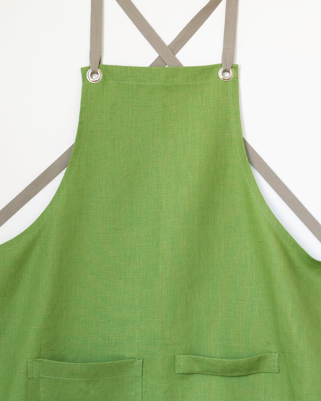 Crossback Linen Apron - Basil