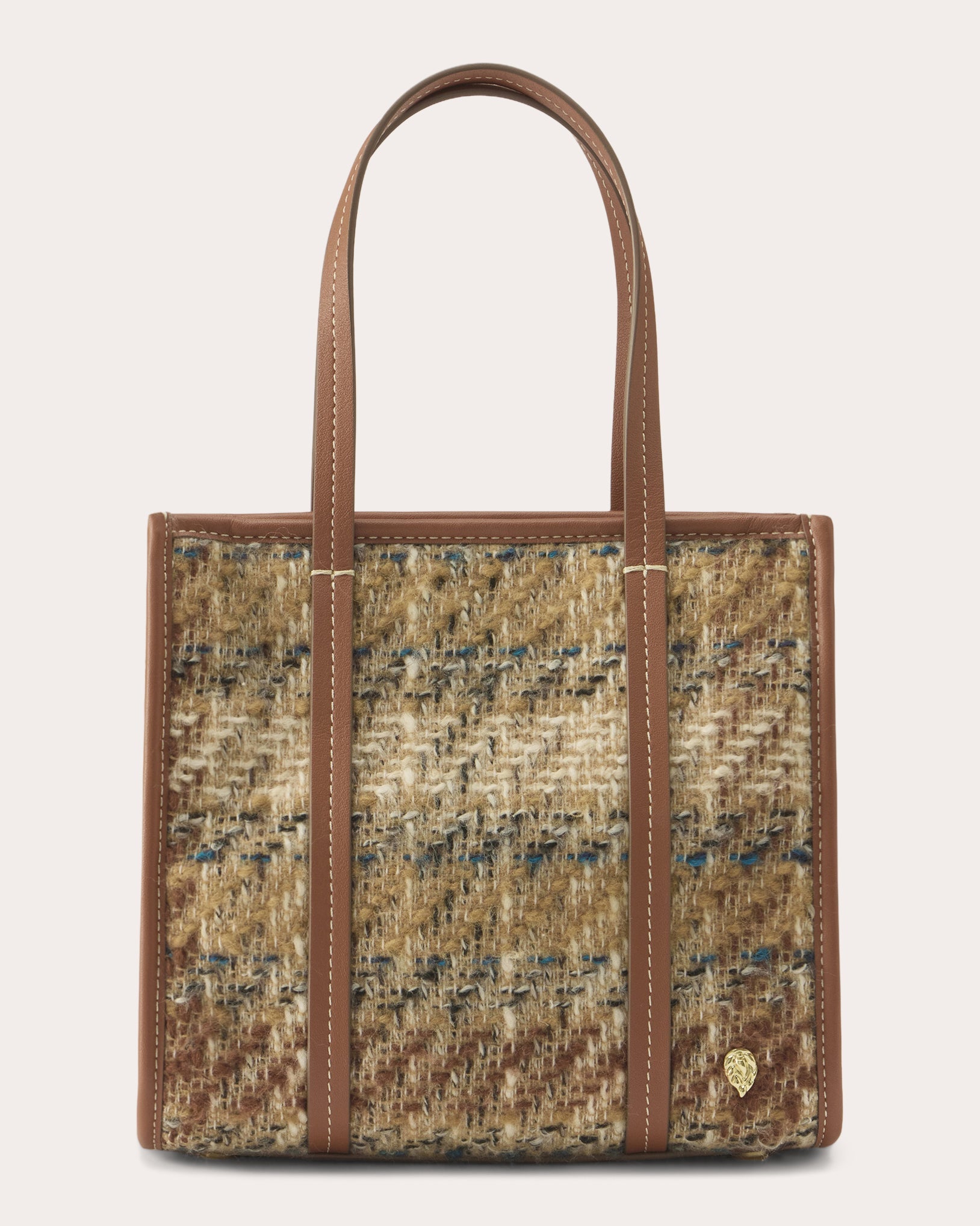 Arleth Wool Tweed Leather-Trim Mini Tote Bag