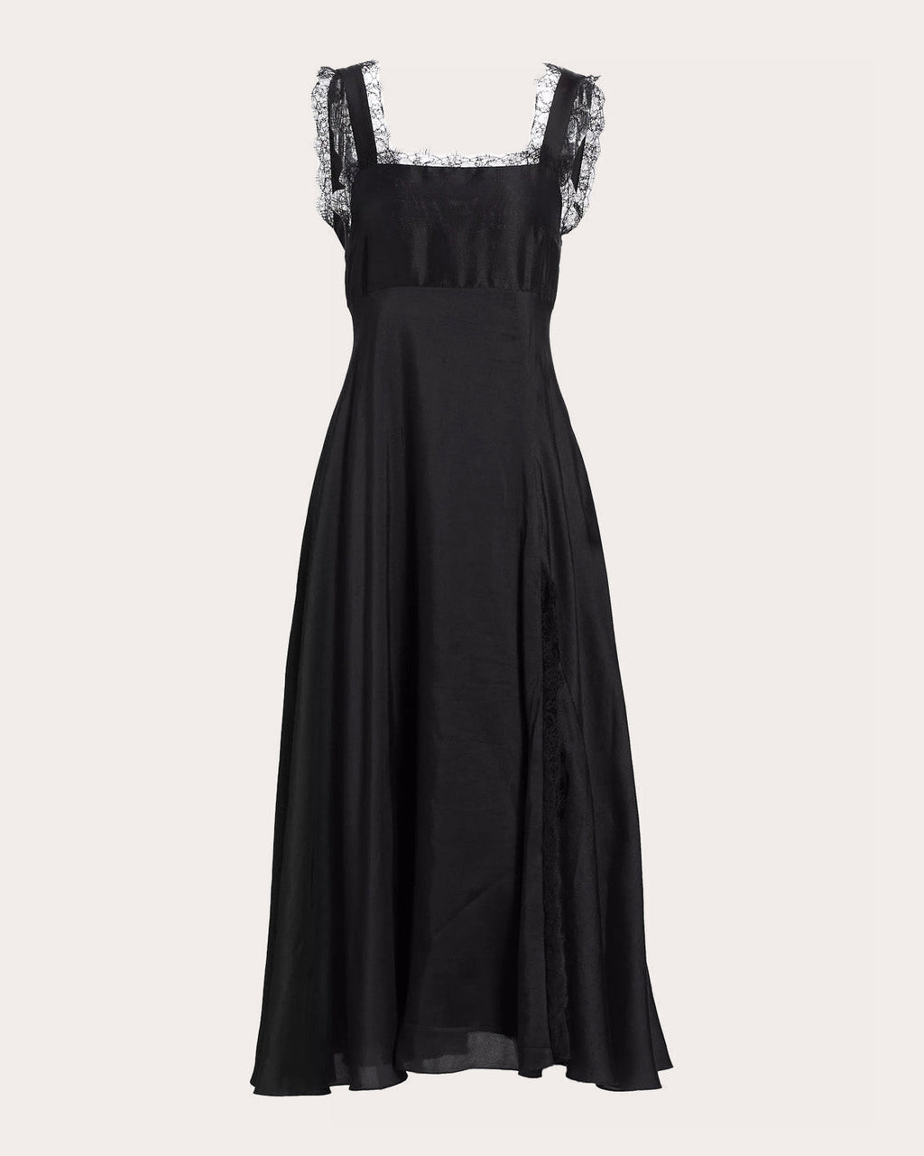 Aubrey Lace-Trimmed Silk-Crepe Midi Dress