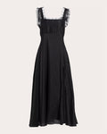 Aubrey Lace-Trimmed Silk-Crepe Midi Dress