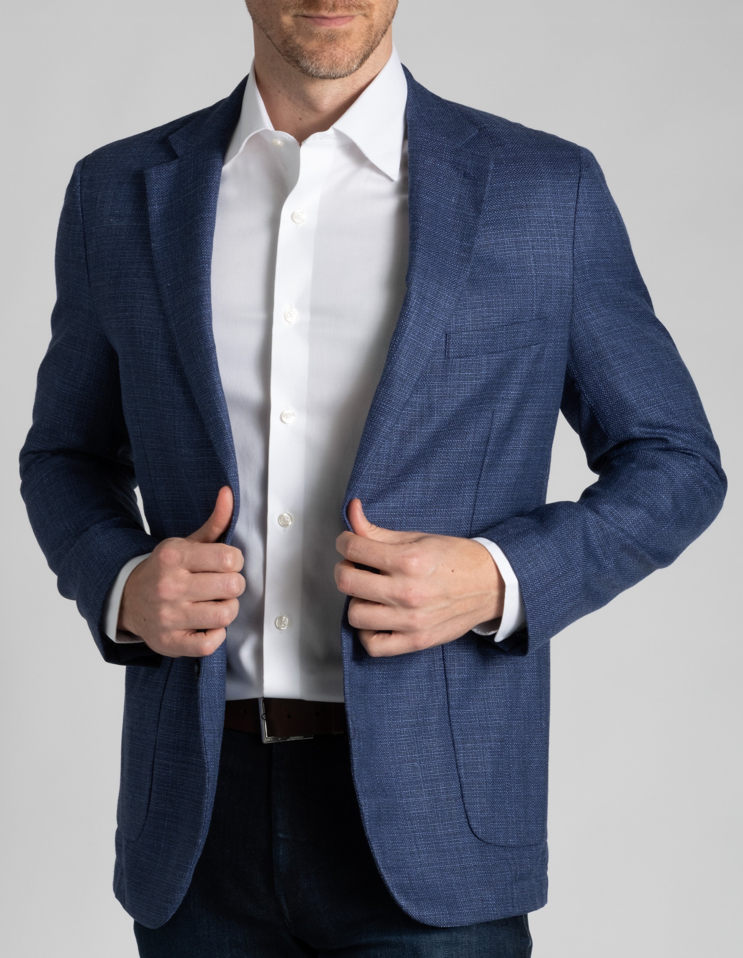Unstructured Wool Hopsack Sport Coat - Soft Blue