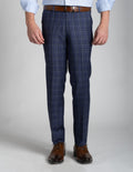 Classic Wool Checks Dress Pant - Blue Grey Gingham