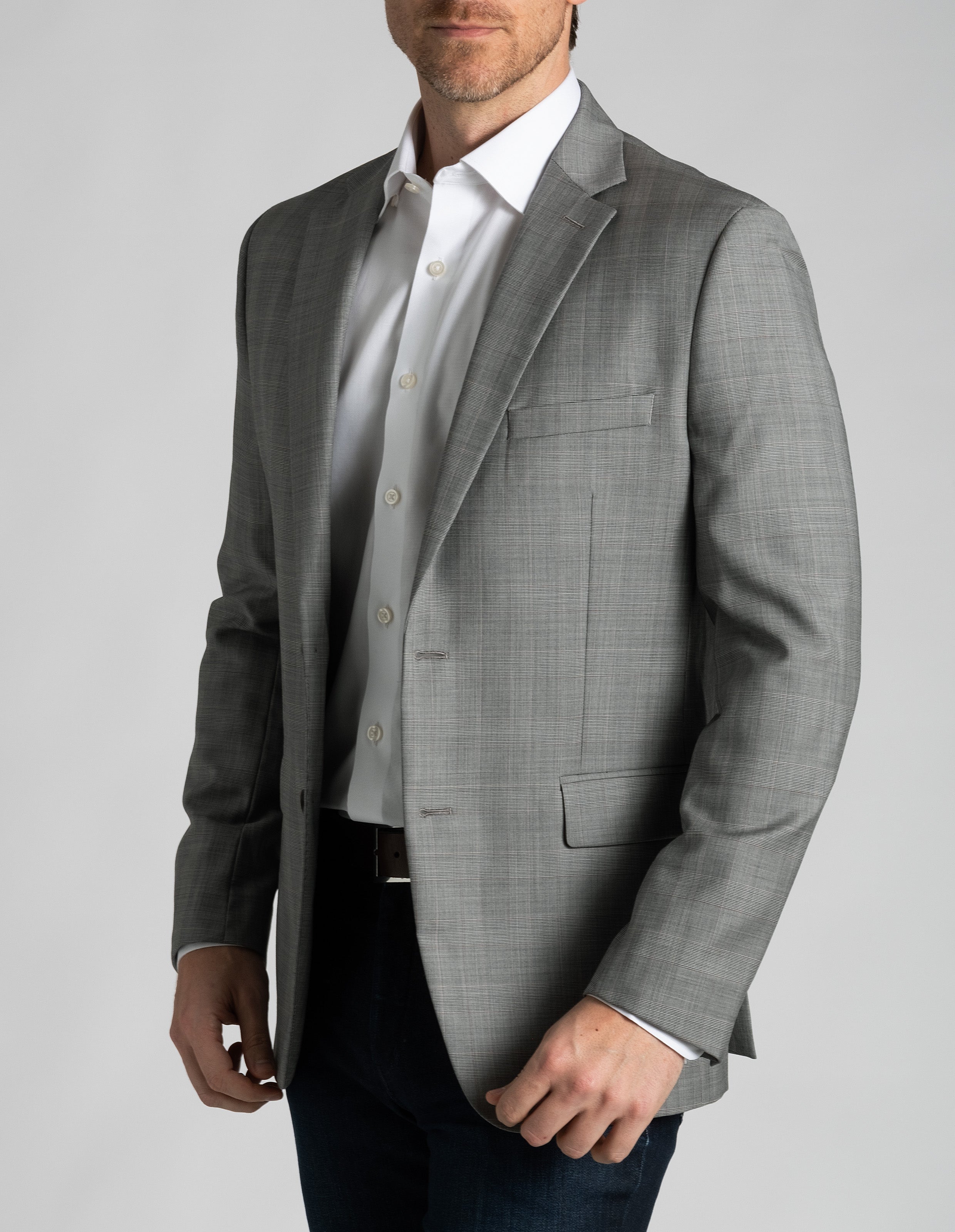 Super 110s Wool Sport Coat - Brown End on End Check